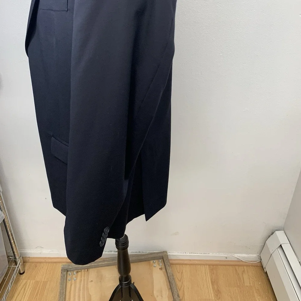 Tommy Hilfiger Sport Coat Men 44 Short Navy‎ Blue Wool Lined Jacket  Travel Flaw